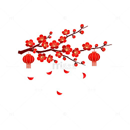 中国红梅花灯笼图案设计