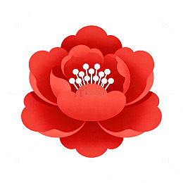 红色牡丹花卉图案矢量素材