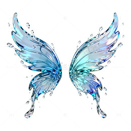 水晶翅膀梦幻艺术装饰元素