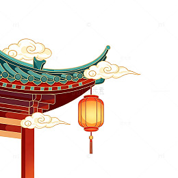 东方建筑灯笼祥云插图