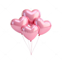 粉色心形气球浪漫装饰元素