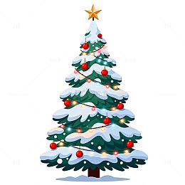 卡通圣诞节雪树装饰图案