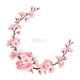 樱花花环卡通装饰图案