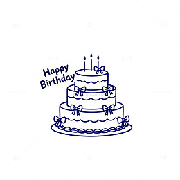 简约生日蛋糕线描插画