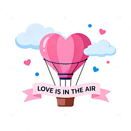 热气球爱心浪漫插画