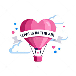浪漫热气球爱情插画设计图