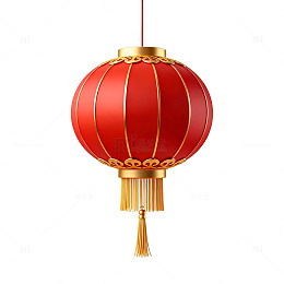 红色喜庆中国结灯笼插画