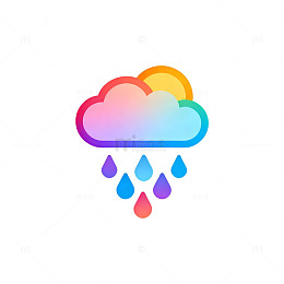 彩虹云雨天气图标设计