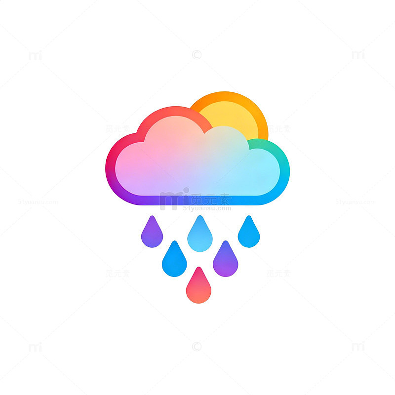 彩虹云雨天气图标设计