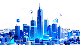 蓝色科技城市插画