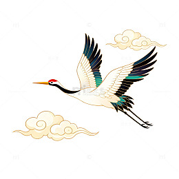 仙鹤祥云传统中国画