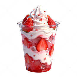 草莓冰沙冷饮甜品图片