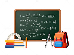 学习场景数学公式黑板插画