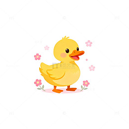 可爱小黄鸭卡通插画