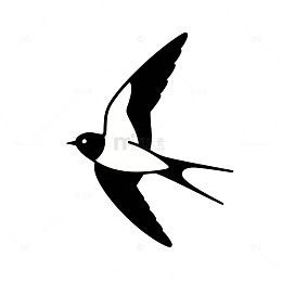 黑白剪影燕子飞翔图案