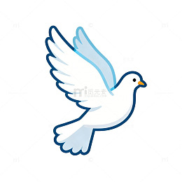 卡通白鸽飞翔矢量图