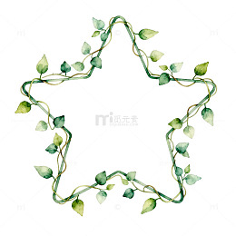 绿色藤蔓星形边框