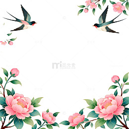 古典花鸟边框装饰设计素材