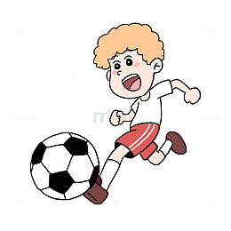 手绘卡通踢足球全民运动健康节免抠元素