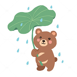 春天春雨小熊免抠元素