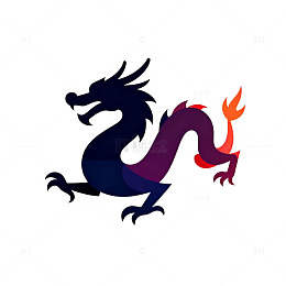 卡通龙火焰标志设计