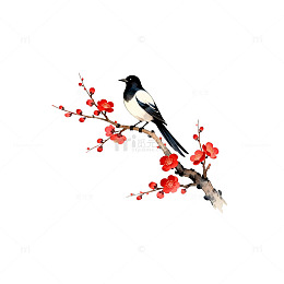 水墨喜鹊梅花图
