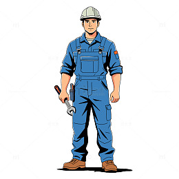 手绘劳动工人元素