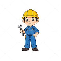 手绘劳动节工人