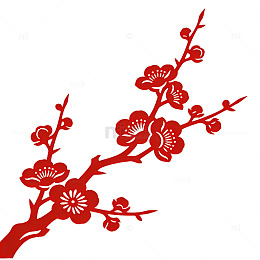 剪纸梅花枝条图案