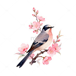 水彩花鸟插画设计元素