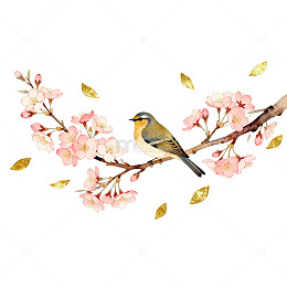 水彩花鸟图装饰画素材