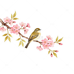 水彩花鸟图设计元素
