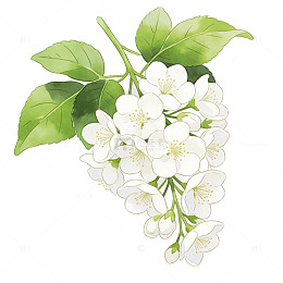 水彩茉莉花插画设计元素