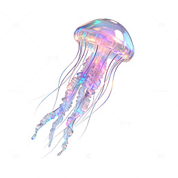 炫彩水母插画设计素材