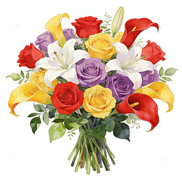 绚丽多彩鲜花插画设计素材