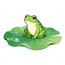 卡通青蛙荷叶插画素材