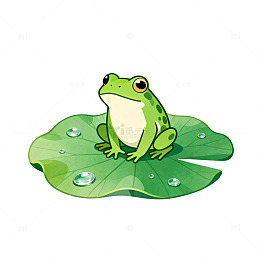卡通青蛙荷叶插画