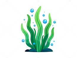 卡通海草海洋元素设计素材