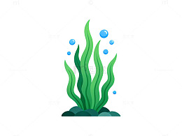 卡通海草水泡矢量图