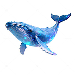梦幻发光鲸鱼数字艺术