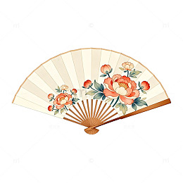 典雅花卉扇面插画