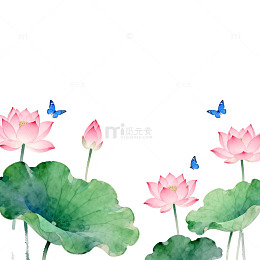 水墨荷花蝴蝶水墨画