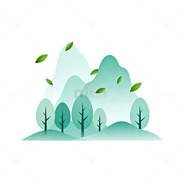 扁平化山水树木矢量图设计素材