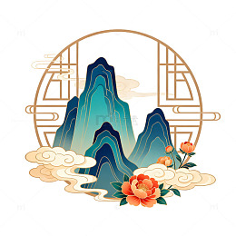 古风山水画装饰图案