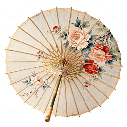 传统花卉纸伞装饰画