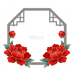 中式花卉边框装饰设计