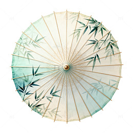 淡雅竹叶油纸伞装饰画