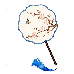 古风团扇梅花蝴蝶装饰图案