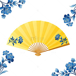 日式和风折扇花卉图案设计