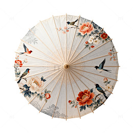中国风花卉鸟图案纸伞